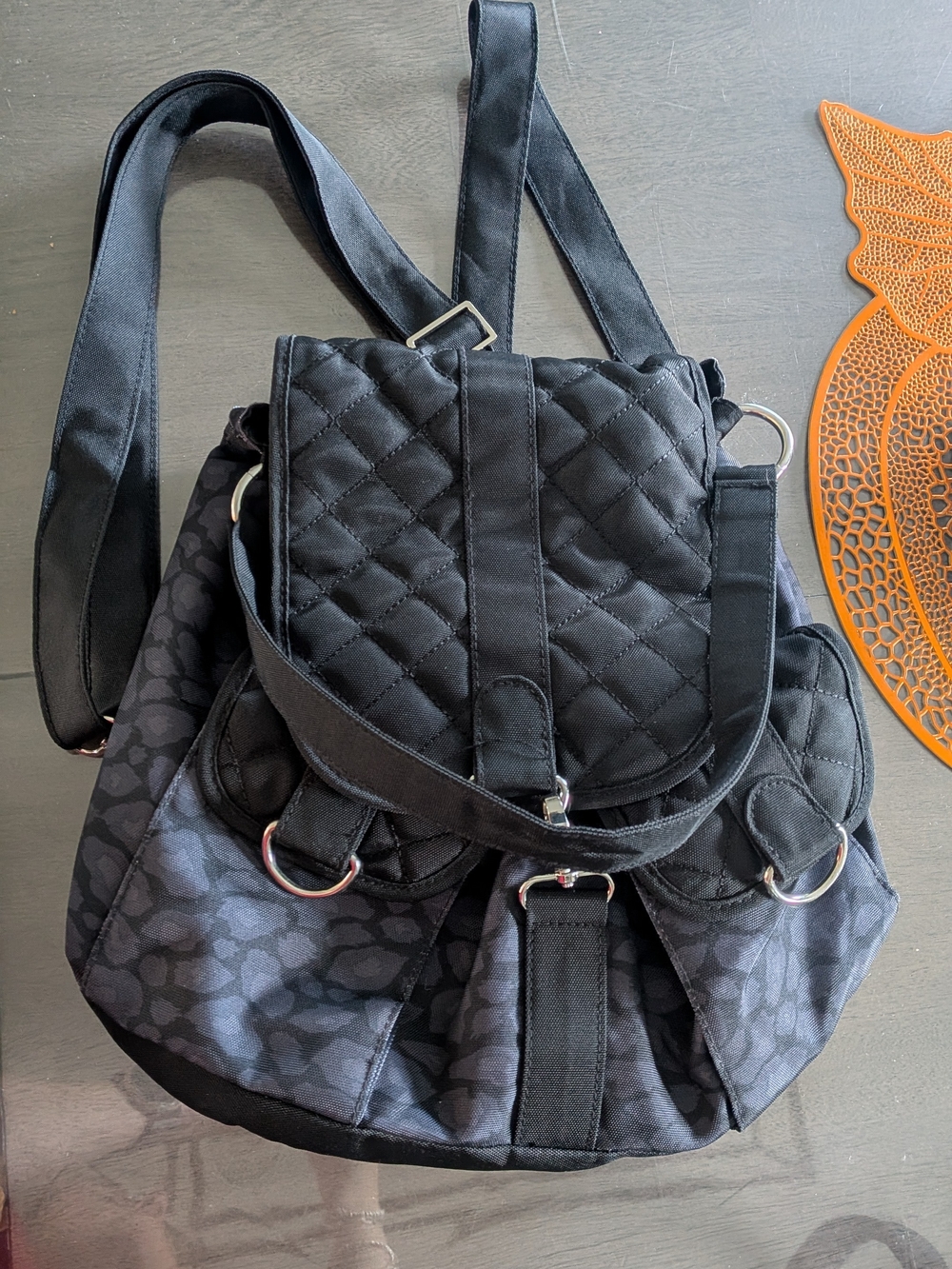 Quilted Black Women's Backpack Purse